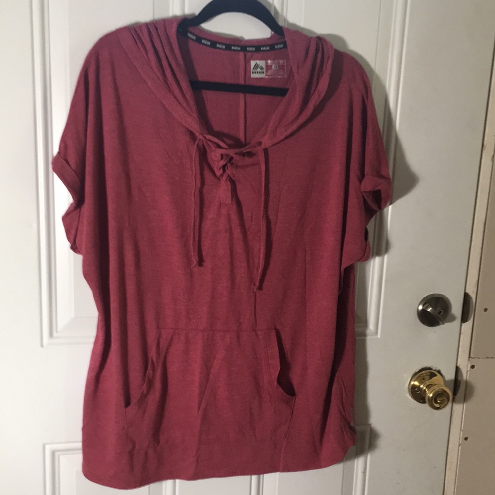 RBX Performance capped sleeved lace front hoodie tee shirt w/pockets size 2X